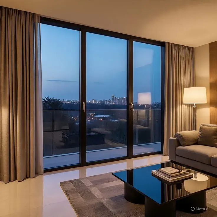 Motorized roller shades on tall Shelbyville windows